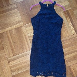 Navy Blue Lace Cocktail Dress